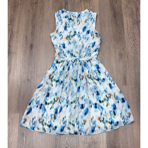 Reiss Dress Blue Green Abstract Print Fit Flare Pockets Size 2 NEW - Picture 7 of 15